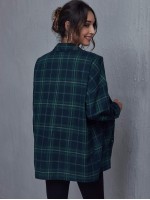 Drop Shoulder Tartan Blouse