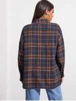 Drop Shoulder Tartan Blouse