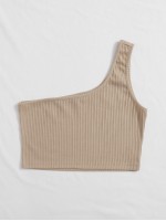 Ribbed One-Shoulder Crop Top