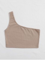 Ribbed One-Shoulder Crop Top