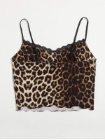 Contrast Lace Leopard Print Cami Top