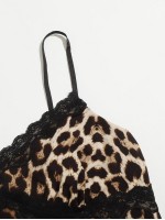 Contrast Lace Leopard Print Cami Top