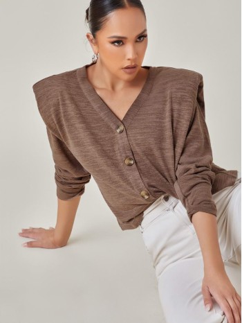 Shoulder Pad Button Front Tee