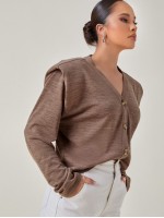 Shoulder Pad Button Front Tee