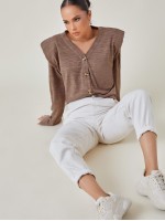 Shoulder Pad Button Front Tee