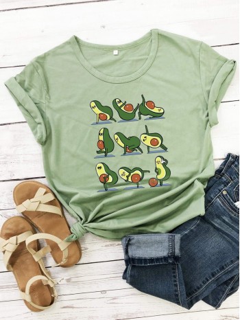 Cartoon Avocado Print Tee