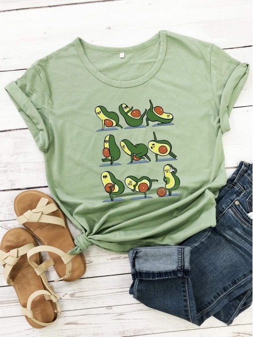 Cartoon Avocado Print Tee