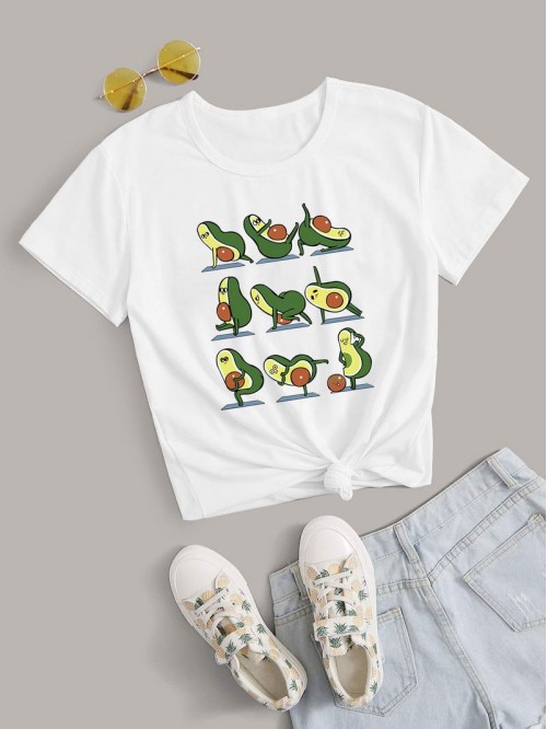 Cartoon Avocado Print Tee