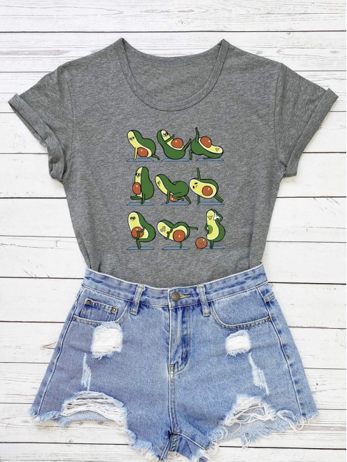 Cartoon Avocado Print Tee