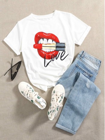 Lip And Letter Graphic Tee