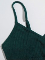 Rib-knit Marled Crop Cami Top