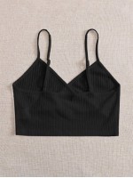 Surplice Neck Rib-knit Crop Cami Top