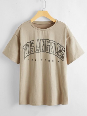 Letter Graphic Drop Shoulder Longline Tee