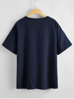 Letter Graphic Drop Shoulder Longline Tee