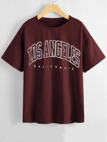 Letter Graphic Drop Shoulder Longline Tee