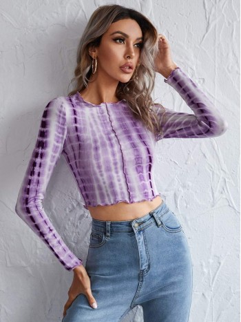 Tie Dye Seam Front Crop Top