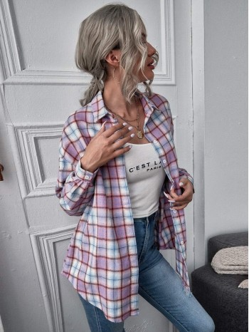 Plaid Button-Up Long Sleeve Shirt