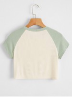 Angel Print Raglan Sleeve Crop Tee