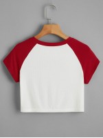 Angel Print Raglan Sleeve Crop Tee