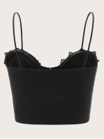 Lace Trim Hook and Eye Front Bustier Cami Top