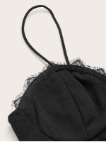 Lace Trim Hook and Eye Front Bustier Cami Top