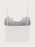 Lace Trim Hook and Eye Front Bustier Cami Top