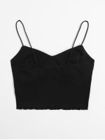 Contrast Lace Detail Crop Cami Top