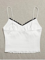 Lace Trim Lettuce Edge Cami Top