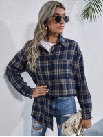 Drop Shoulder Tartan Longline Blouse