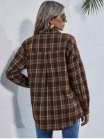 Drop Shoulder Tartan Longline Blouse