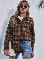 Drop Shoulder Tartan Longline Blouse