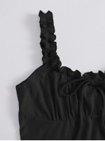 Frilled Strap Tie Front Crop Top