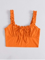 Frilled Strap Tie Front Crop Top