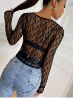 Button Up Sheer Lace Top Without Bra