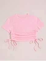 Drawstring Side Solid Tee