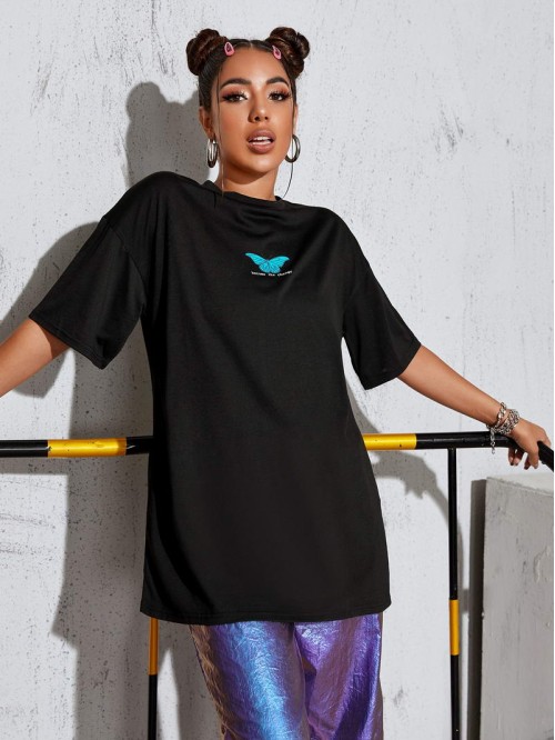 Become the Change Butterfly Graphic Longline Tee