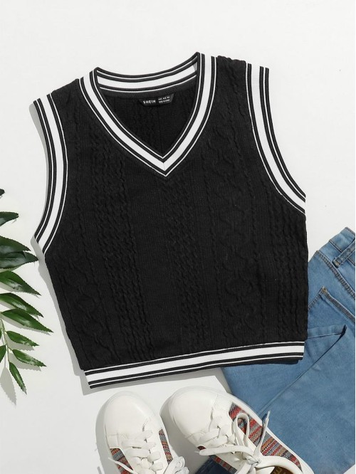 Striped Trim Knit Tank Top