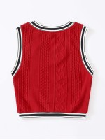 Varsity Striped Cropped Sweater Vest