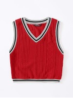 Varsity Striped Cropped Sweater Vest