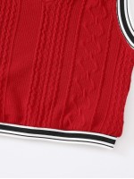 Varsity Striped Cropped Sweater Vest