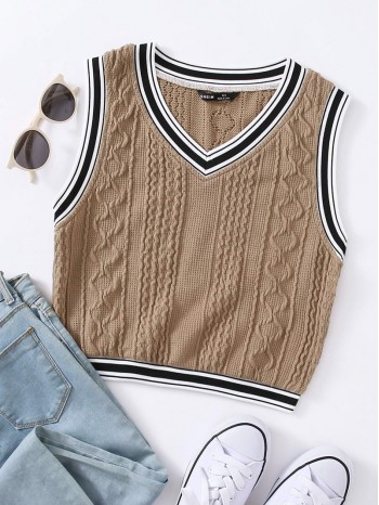 Striped Trim Knit Tank Top