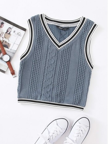 Striped Trim Knit Tank Top