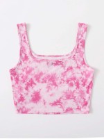 Rib-knit Tie Dye Crop Tank Top