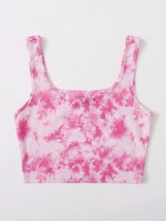 Rib-knit Tie Dye Crop Tank Top