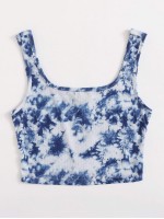 Rib-knit Tie Dye Crop Tank Top