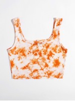 Rib-knit Tie Dye Crop Tank Top