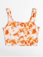 Rib-knit Tie Dye Crop Tank Top