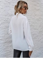 Button Up Drop Shoulder Blouse