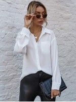 Button Up Drop Shoulder Blouse