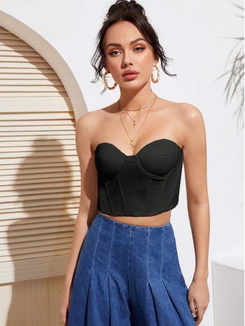 Grommet Lace-up Back Bustier Tube Top